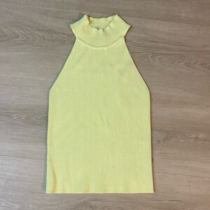 Zara knit, tank top high neck line size S small, Yellow